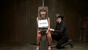 Bound Japanese slave hard punished